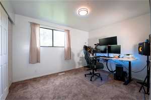 Carpeted bedroom or office