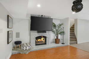 Family room featuring a fireplace