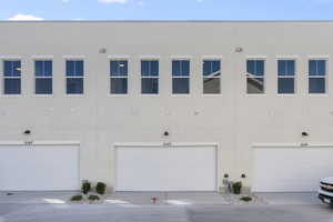 Exterior space with a garage