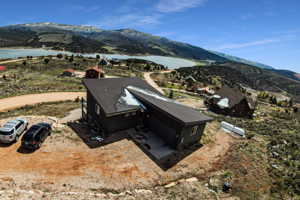 Aerial view featuring a mountain view