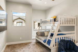 Bedroom with carpet floors