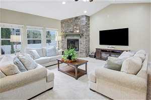 Beautiful family room with fireplace