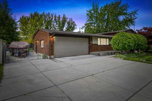 View of front of home with a garage