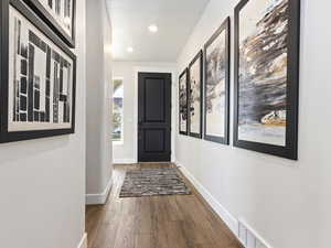 Doorway with wood-type flooring