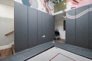 Trampoline room with hideout and slide