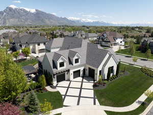 Aerial view featuring a mountain view