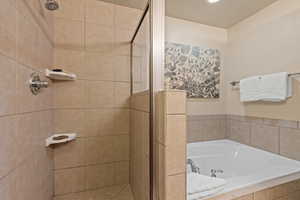 Bathroom with shower with separate bathtub