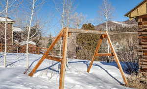 View of snow covered playground