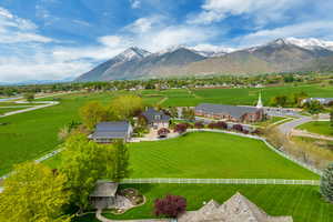 Aerial view featuring a mountain view and a rural view