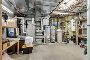 Utility room featuring water heater