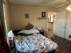 Another Bedroom #1  view  featuring ceiling fan and hardwood / wood-style floors