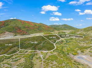 View above looking west; Skyridge Community cul-d-sac in bottom right