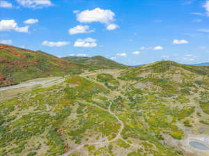 View above looking northwest at Skyridge Peak; Skyridge Community cul-d-sac in bottom right