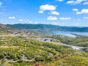 View above Lot 263 looking north with Skyridge community and the Jordanelle Reservoir in the background