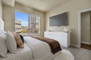 Primary bedroom with views.