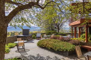 View of patio featuring a mountain view