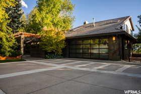 Exterior space featuring a garage