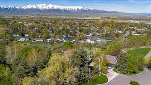 Birds eye view of property with a mountain view