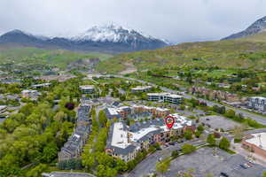 Drone / aerial view with a mountain view