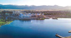 Property view of water with a mountain view