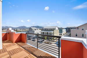 Balcony with a mountain view