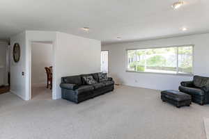 Living room featuring large windows with lots of light