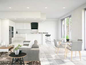 Living room featuring light wood-type flooring