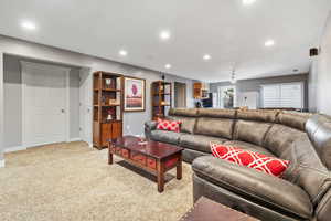 Living room with carpet flooring