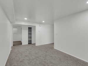 Interior space with a closet and carpet floors