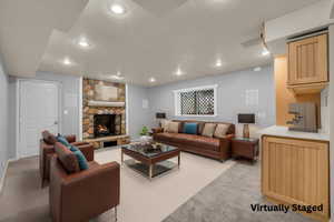 Virtually Staged Downstairs Family Room