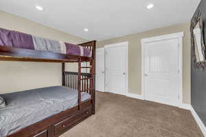 Bedroom with double closets