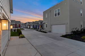 Exterior space with a garage