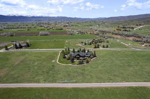 Aerial view with a mountain view and a rural view