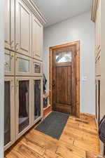 Foyer entrance featuring light hardwood / wood-style floors