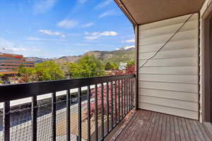 Balcony with a mountain view