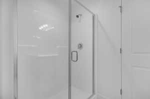 Bathroom with a shower with door