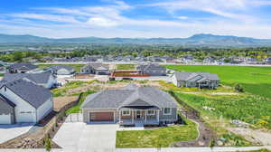 Aerial view featuring a mountain view