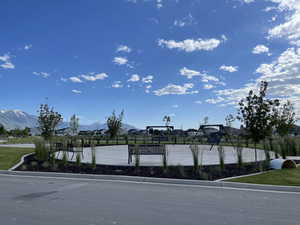 Community walking paths and sitting area.