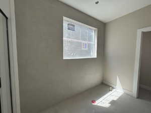 Primary bathroom, tile accent wall, separate soaking tub (not installed yet)