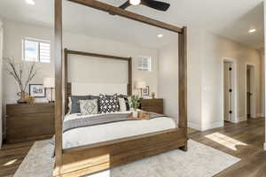 Mode home - Primary sutie with recessed lighting, and 2 walk-in closets