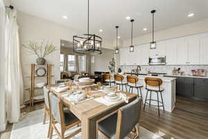 Model home dining area and kitchen