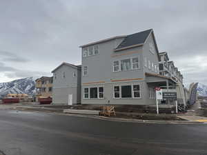 Exterior space featuring a mountain view