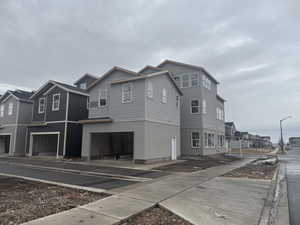 Exterior space with a garage