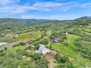 Drone / aerial view with a mountain view