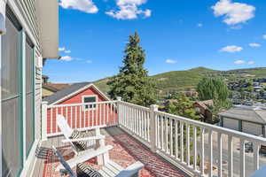 Balcony with a mountain view