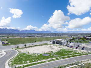 Aerial view featuring a mountain view