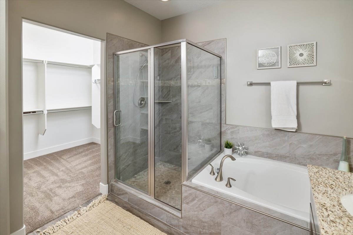 Bathroom with separate shower and tub and vanity