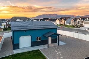 Exterior space featuring a mountain view