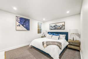 Bedroom with carpet floors