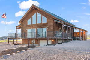 Exterior space featuring a garage